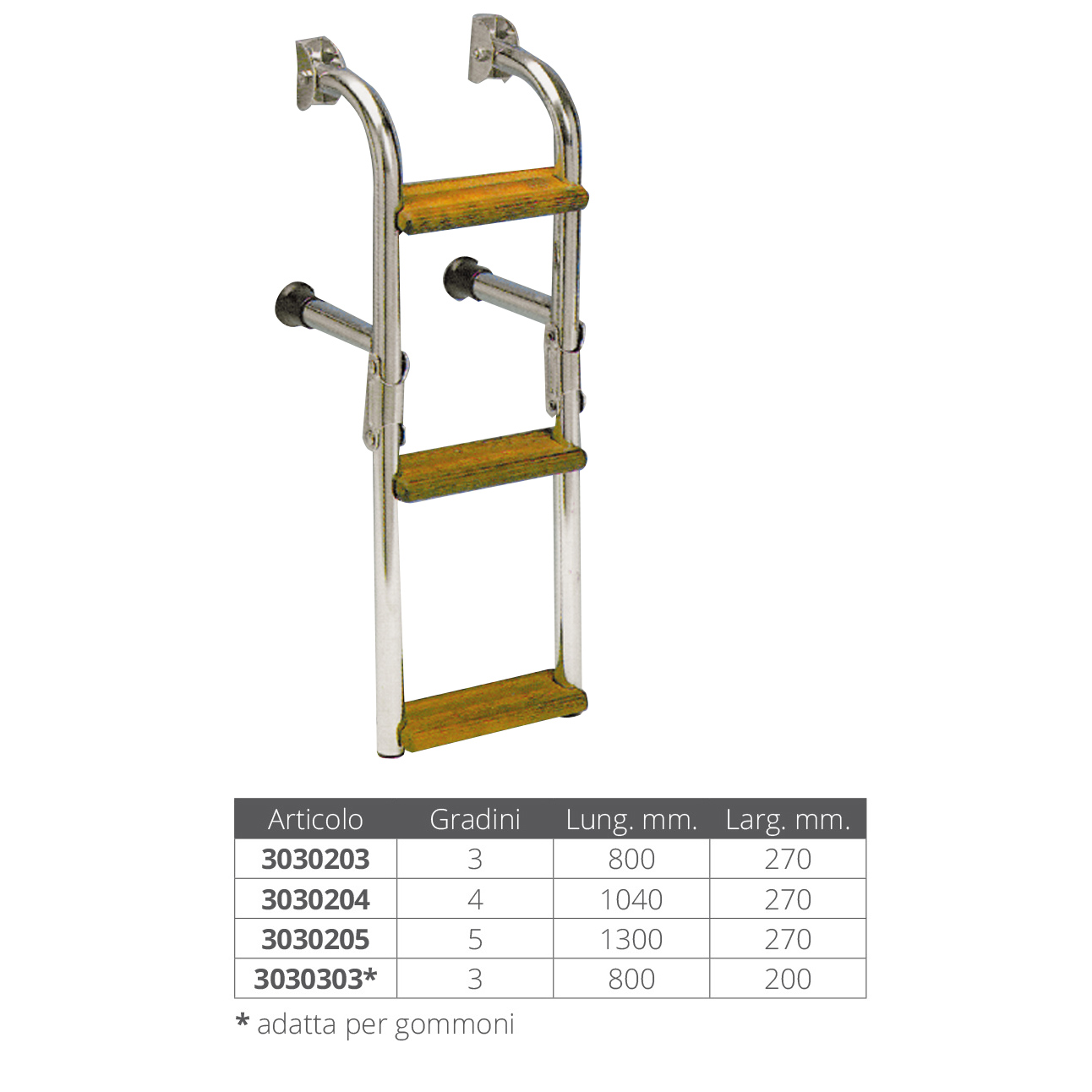 Escalera de 3 peldaños en acero inoxidable –