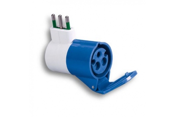 Adaptador industrial de enchufe 2P + E 16A a enchufe 2P + E 16A