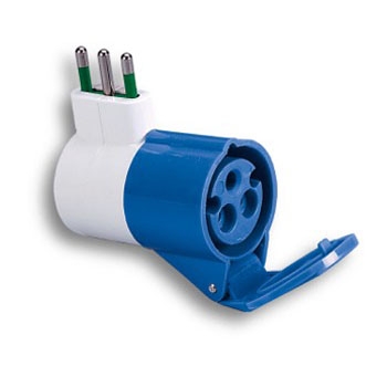 Adaptador industrial de enchufe 2P + E 16A a enchufe 2P + E 16A