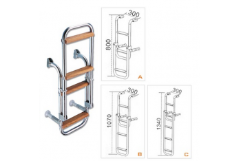 Escalera Kappa de acero inoxidable Pasos de madera 3, 4 o 5 peldaños