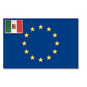 Bandera europea y pegatina de Italia