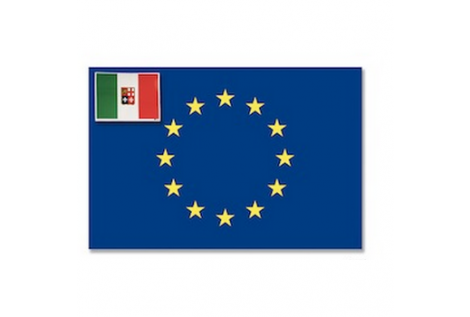 Bandera europea y pegatina de Italia