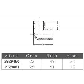 ESQUINA DE ACERO INOXIDABLE DE 90 ° Ø MM.22