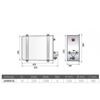 CALDERA ACERO INOXIDABLE BX 16 LT CON INTERCAMBIADOR