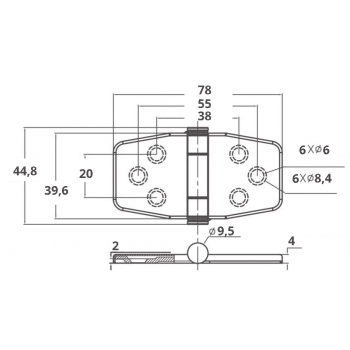 BISAGRA DE ACERO INOXIDABLE 316 CON TAPA