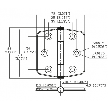 BISAGRA DE ACERO INOXIDABLE 316 CON TAPA