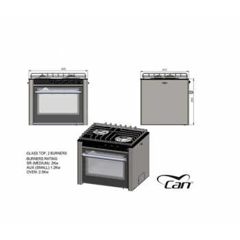 Cocina con horno de 2 hornillas