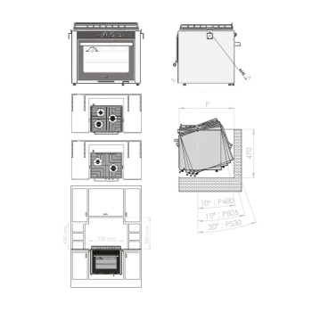 Cocina con horno de 2 hornillas