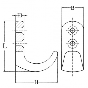 GANCHO DE ACERO INOXIDABLE 316 cf. 5 piezas