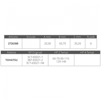 RODETE TOHATSU 2T 70-90-120-140 HP
