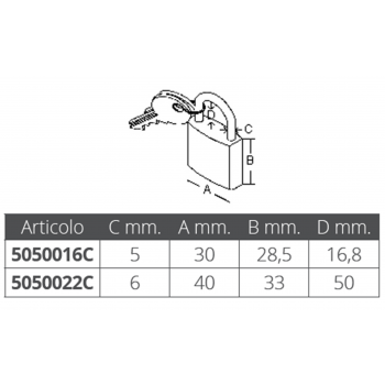 CANDADO ÚNICO LLAVE MM.40