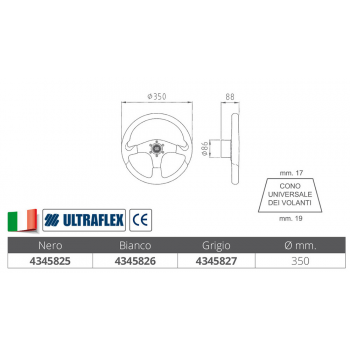 RUEDA DE TIMÓN BLANCO Ø MM.350