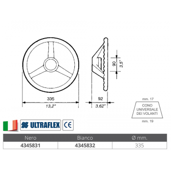 RUEDA TIMON V32 NEGRO Ø MM.335