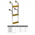 Escalera de acero inoxidable con peldaños de madera plegables de 3, 4 o 5 peldaños.