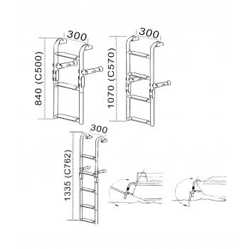 Escalera Omega para travesaño