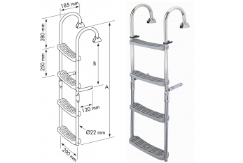 Escalera plegable Plastimo Peldaños antideslizantes de acero inoxidable