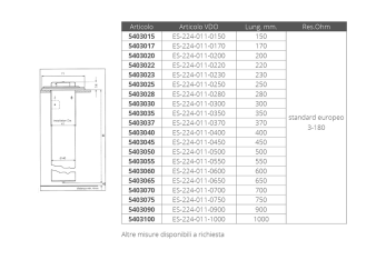 SENSOR TUBULAR 0-180OHM MM.150