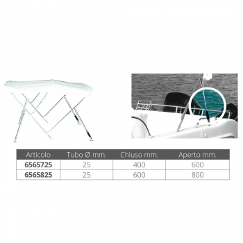 Camilla telescópica de acero inoxidable para toldos